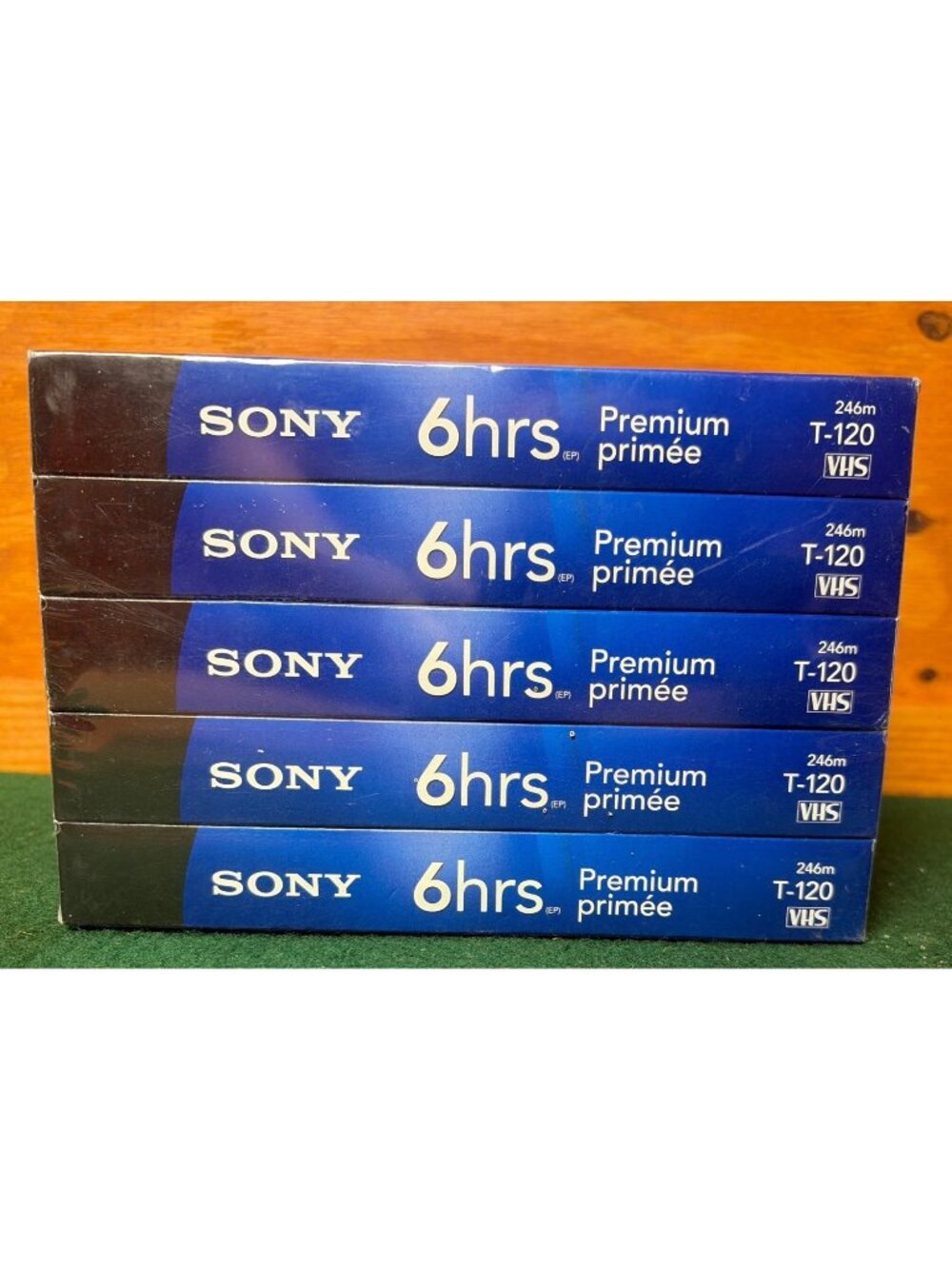 NWT Sony 6-Hour Premium T-120 Blank VHS Tapes 5-Pack Sealed 246m Recording